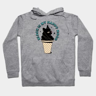 Ice Cream Black Cat in pink Hoodie